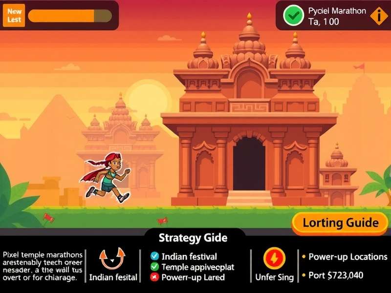 Pixel Temple Marathon strategy guide showing power-up locations