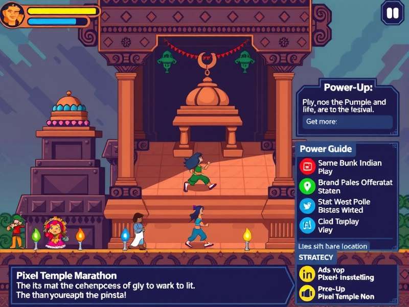 Pixel Temple Marathon gameplay screenshot showing character running through temple